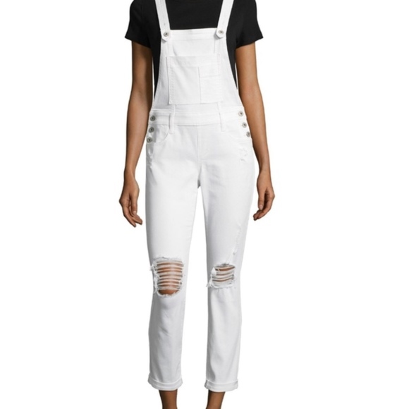 white denim overalls women's